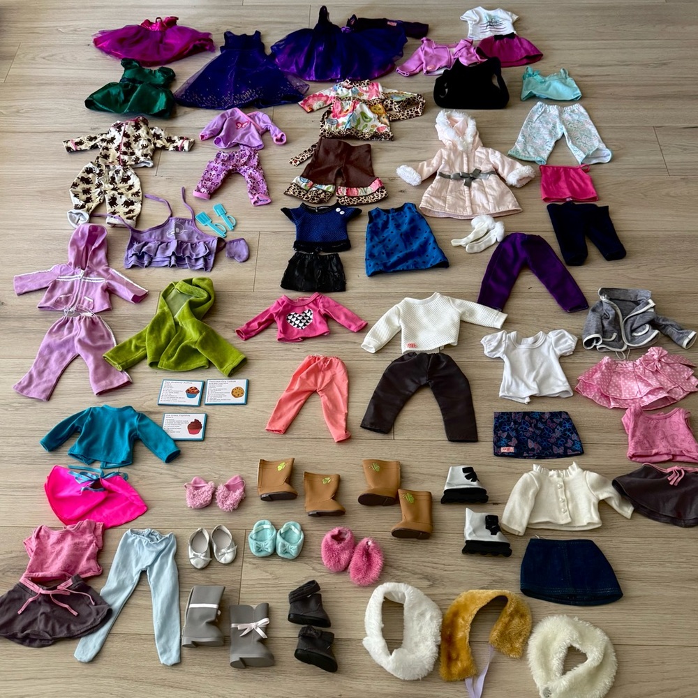 American Girl Our Generation 18” Doll Clothes Huge Lot Dresses Shoes 48+Pcs